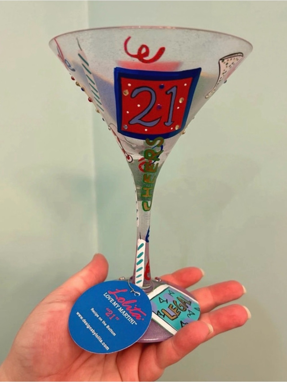 Lolita 21 Year Old Martini Glass for Birthday NWT